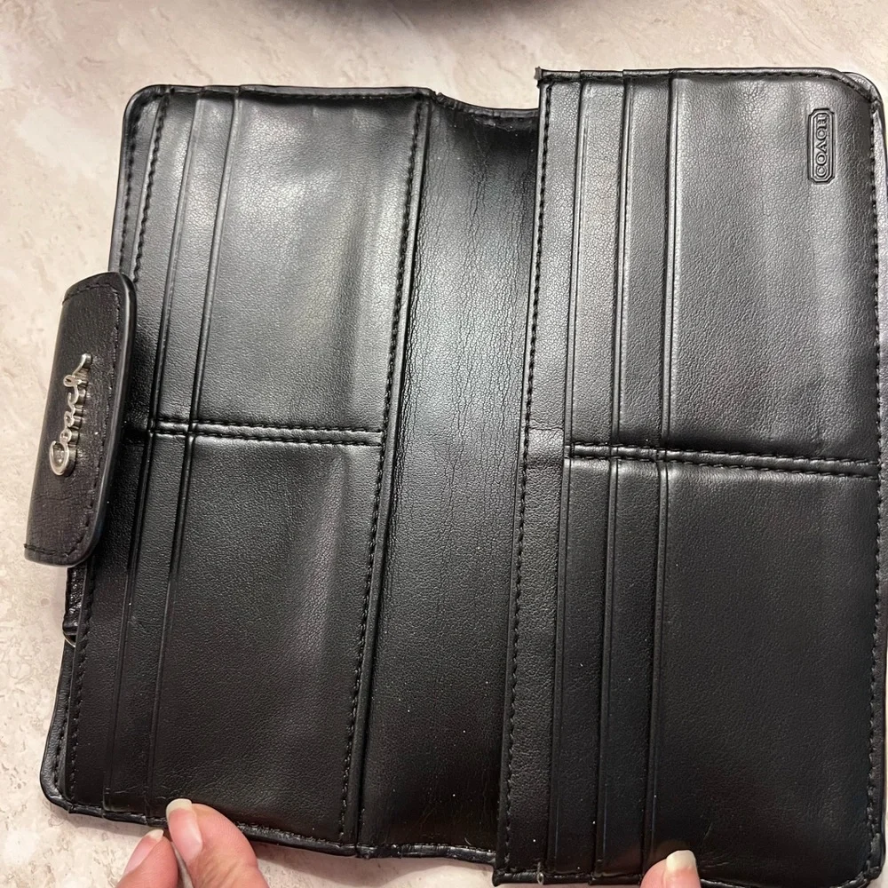 Coach Ashley Leather Slim Black Envelope Wallet